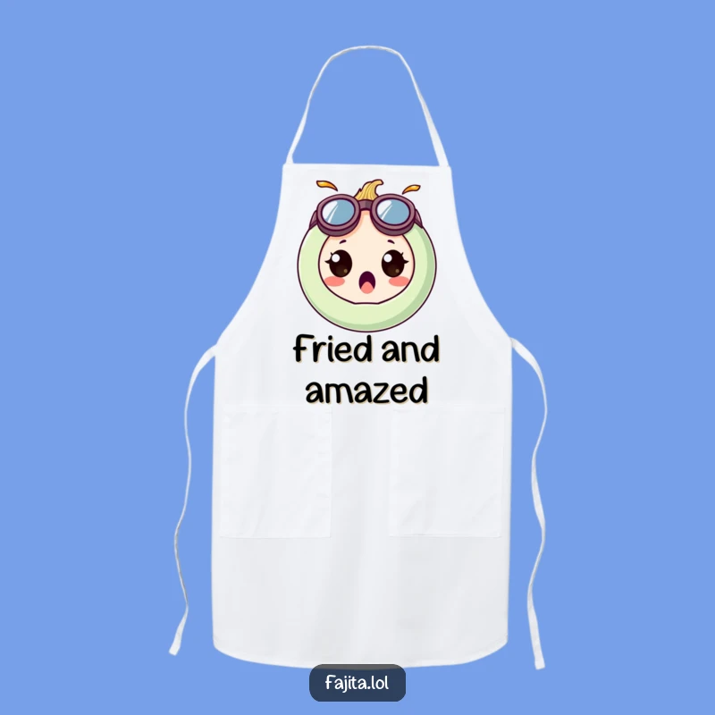 Cook with a surprise and a smile with this funny onion ring apron! Those goggles add a touch of culinary comedy.