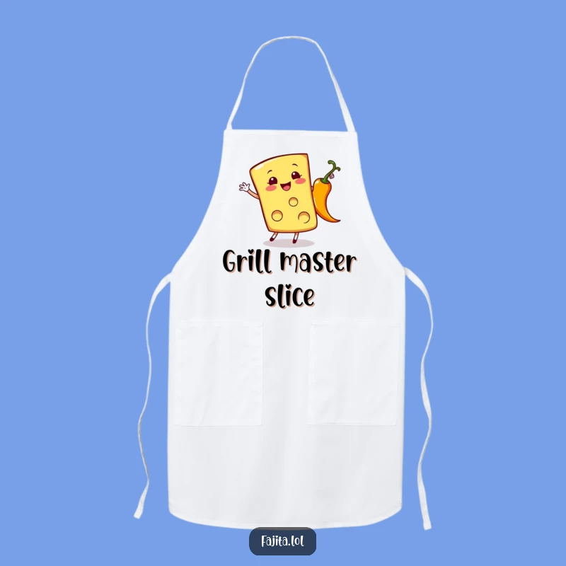 Cook with flair and humor with this funny cheese slice apron. Perfect for adding a playful touch to your kitchen!
