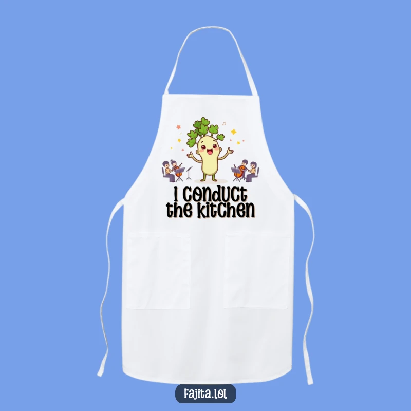 Funny Cilantro Conductor Apron - Culinary Spice Orchestra Chef's Gift, Humorous Kitchen Wear