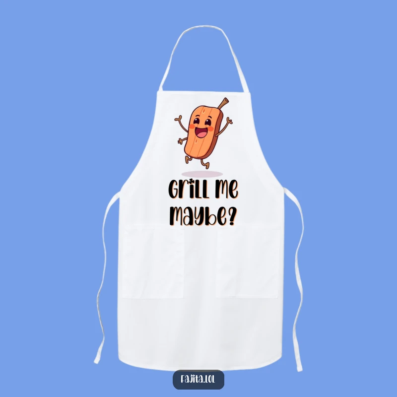 Protect your clothes in style with this funny apron featuring an excited piece of grilled meat doing a happy skip. Ideal for the home chef.