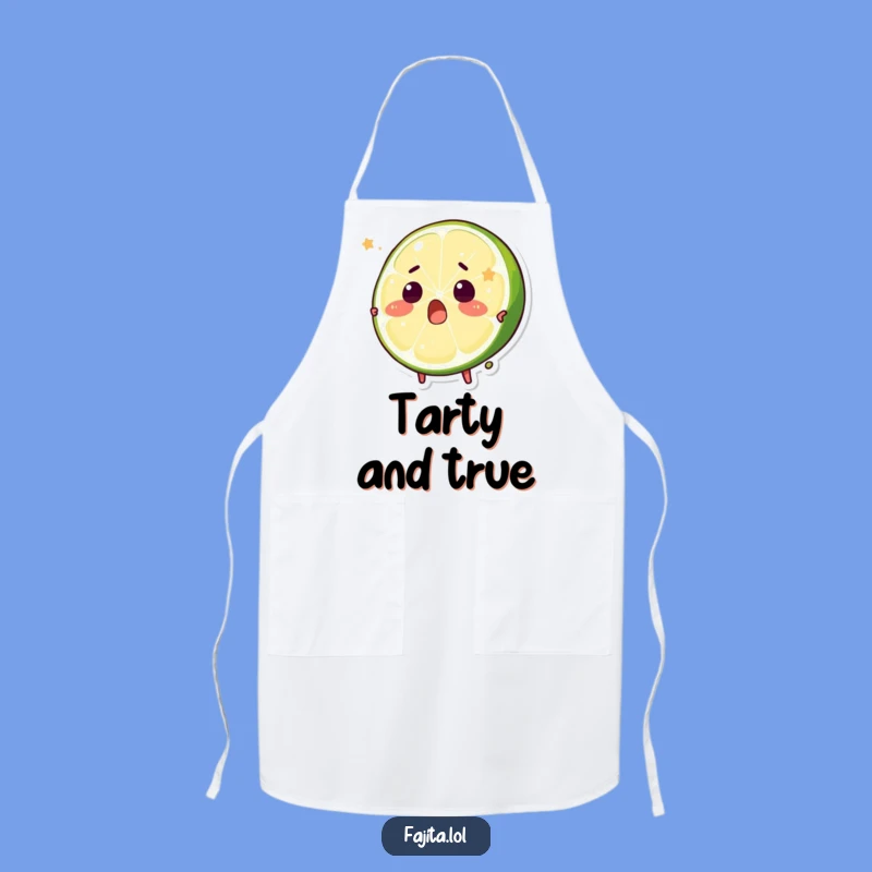 Protect your clothes and add a smile with this funny apron featuring a surprised lime wedge character being playfully squeezed. Perfect for the kitchen comedian.