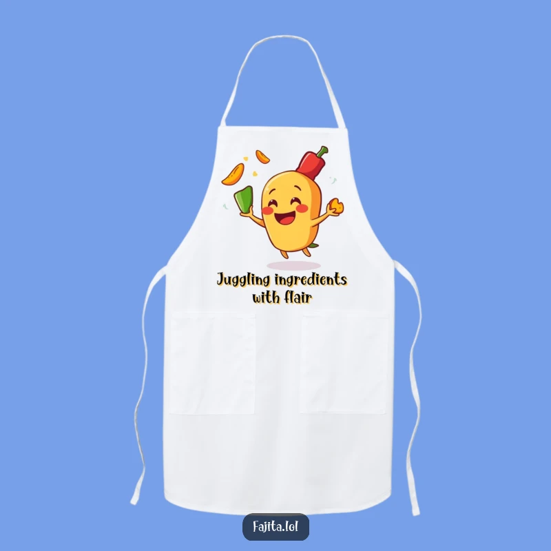 Cook up some laughs with this funny apron featuring a fajita juggling peppers! It’s perfect for the home chef who loves to have fun.
