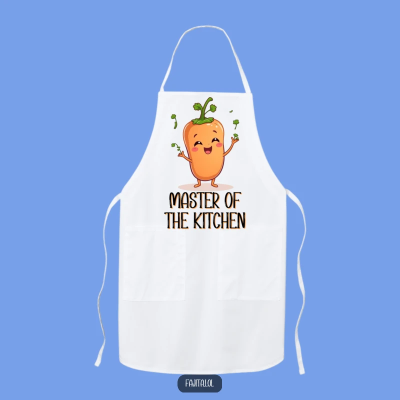 Elevate your cooking game with a side of humor! This funny apron shows a pepper juggling cilantro, perfect for the playful chef.