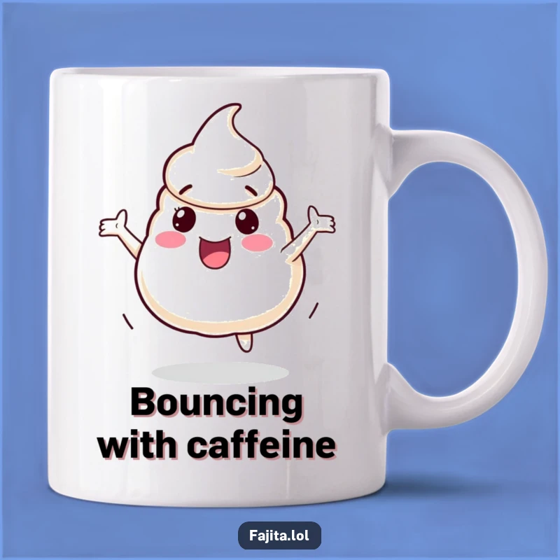 Funny Sour Cream Dollop Mug: Playful Bouncing Character, Adorable Funny Gift