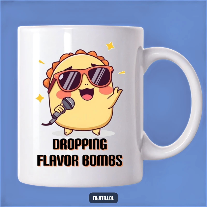Funny Winking Taco Mic Drop Mug: Cool Mexican Food Humor Gift