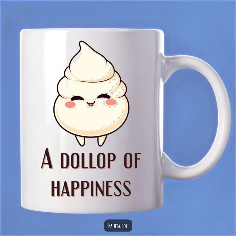 This mug features a winking sour cream dollop character giving a playful wink. A fun and creamy addition to your daily brew.