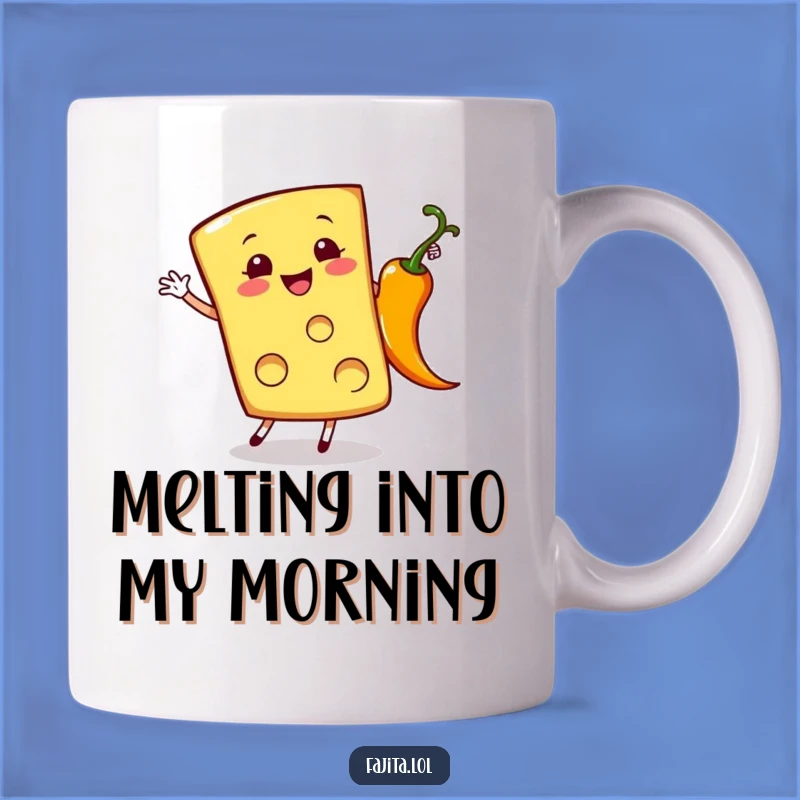 Start your day with a smile and this cheerful cheese slice doing a cartwheel! A truly grate mug for your morning brew.