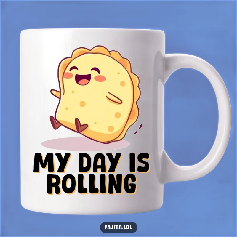 Funny Tortilla Rolling Downhill Mug - Hilarious Foodie Adventure Gift