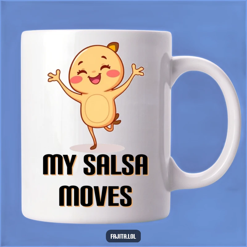 Spice up your mornings with this funny mug featuring a dancing fajita! It's the perfect way to add a little fiesta to your day.