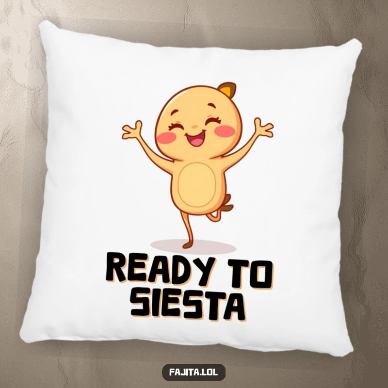 Funny Fajita Pillow: A cheerful cartoon fajita with legs performing a flamenco dance, providing soft, humorous decor.