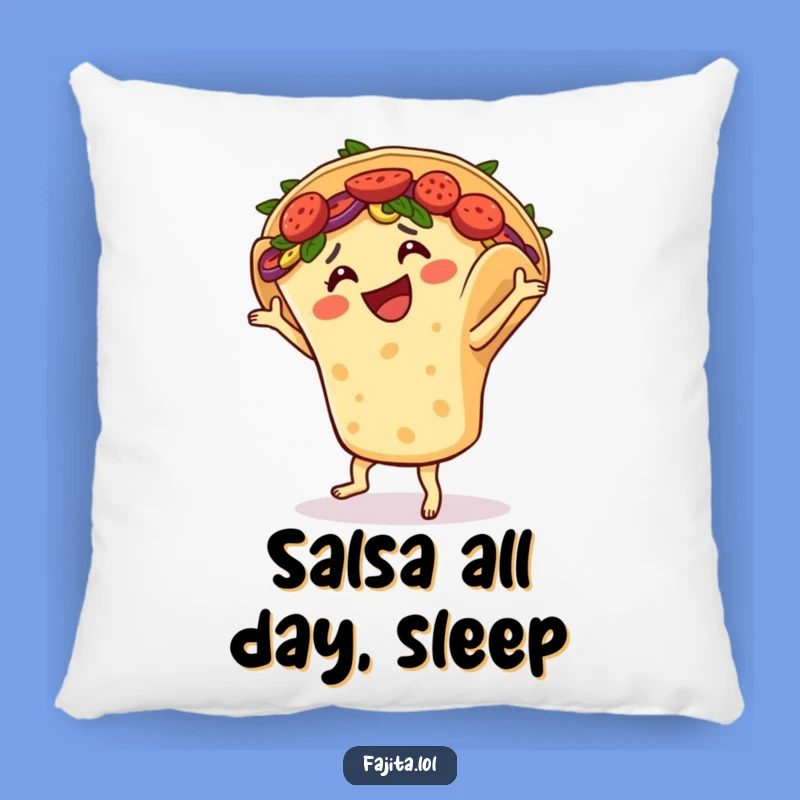 Rest your head on pure fun with this plush pillow! A dancing fajita adds a playful touch to any couch or chair.