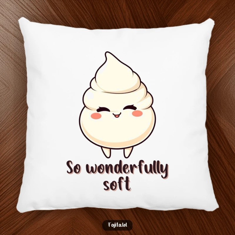 Funny pillow showcasing a sour cream dollop character giving a playful wink, offering humorous comfort.