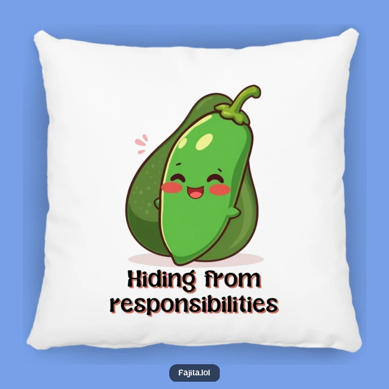 Liven up your living space with this funny pillow, featuring a giggling jalapeno and a smiling avocado. Ultimate comfort meets humorous design.