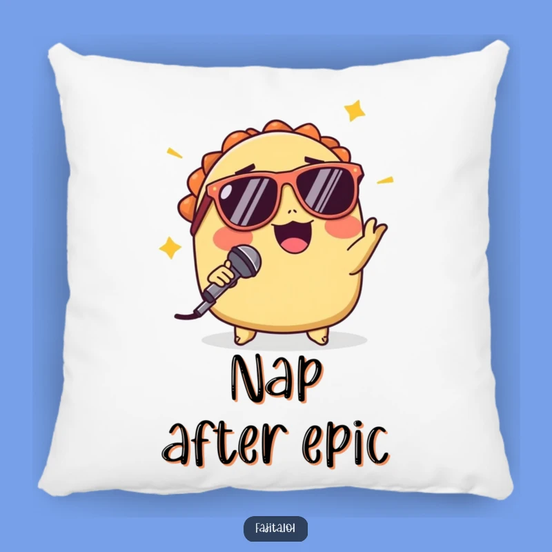 Funny Winking Taco Mic Drop Pillow: Add Coolness to Your Comfort