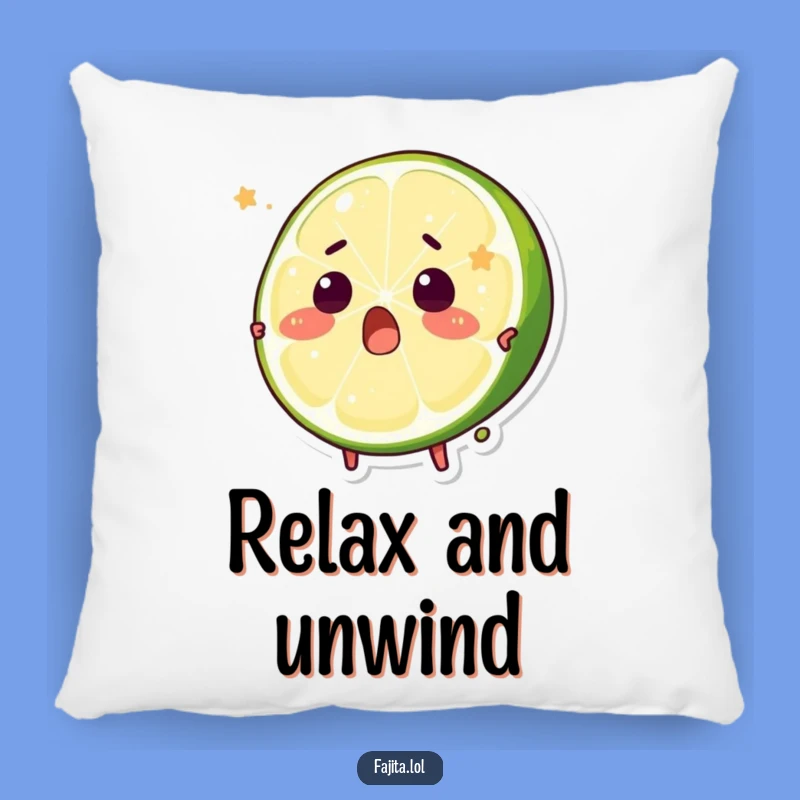 Snuggle up with this plush pillow featuring a surprised lime wedge character being playfully squeezed. Adds humor and comfort to any room.