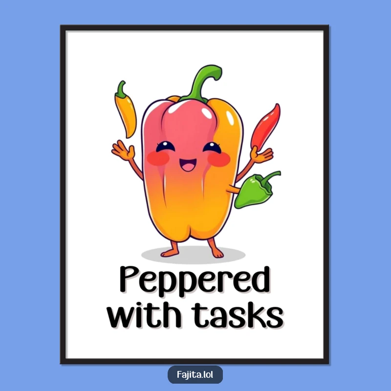 Funny Bell Pepper Juggling Digital Art: Instant Download for Whimsical Decor