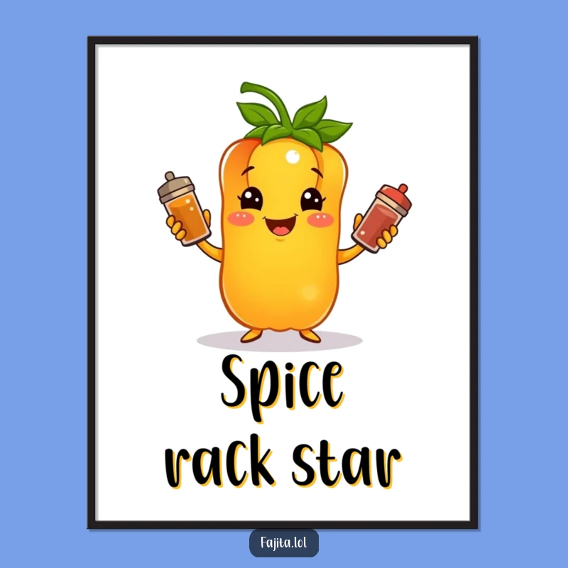 Add a splash of vibrant fun to your home with this funny bell pepper juggling spices digital art print. Perfect for culinary enthusiasts.