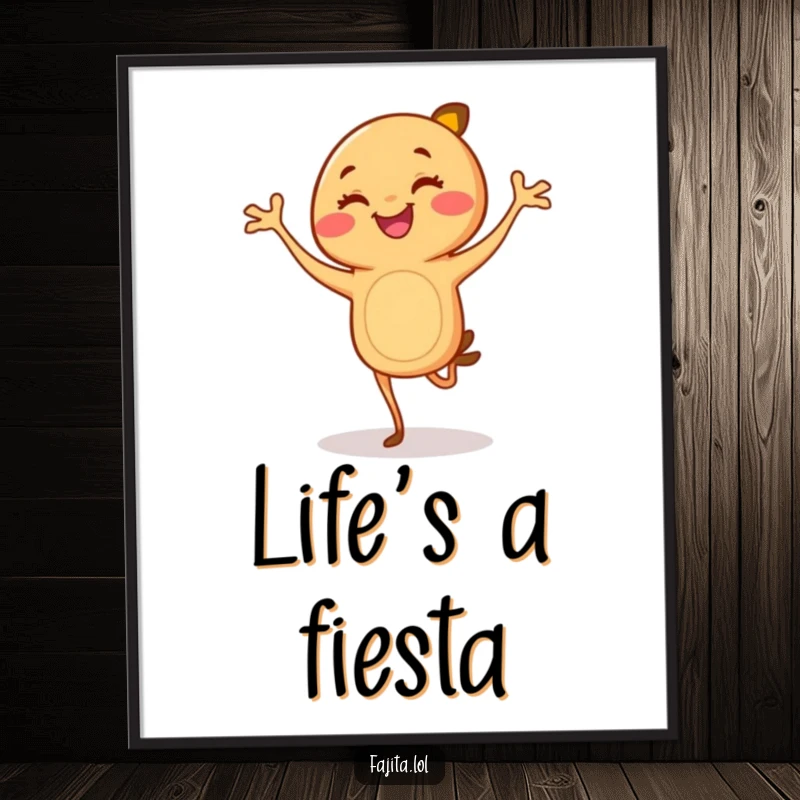 Funny Fajita Digital Art: A smiling cartoon fajita with legs in a joyful flamenco pose, ready to decorate any space.
