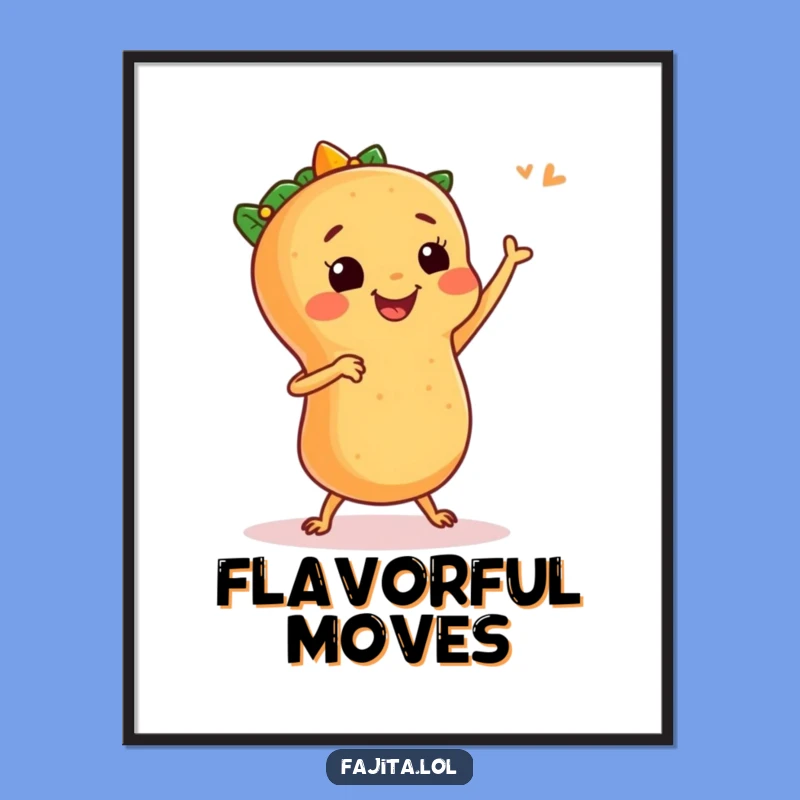 Decorate instantly with this funny fajita digital art! The dancing fajita design brings lively fiesta energy to any space.