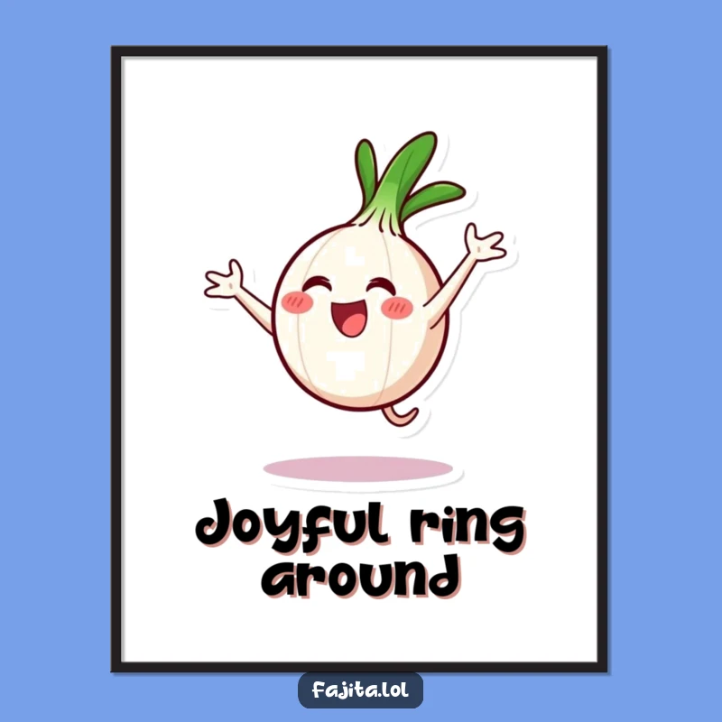 Funny Onion Ring Cartwheel Digital Art - Energetic Wall Decor, Unique Gift