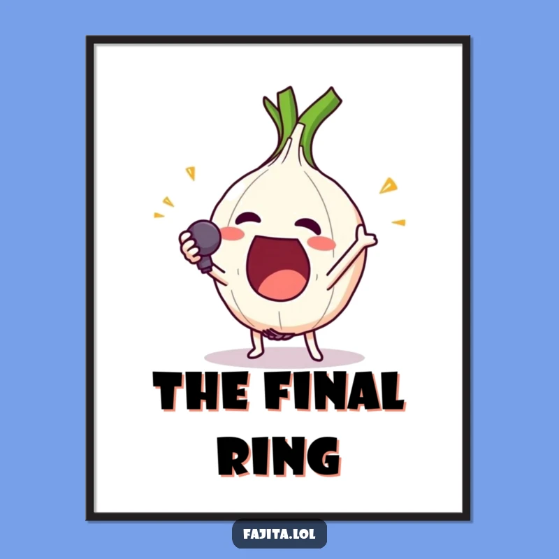 Funny Onion Ring Mic Drop Digital Art - Comedic Character Print