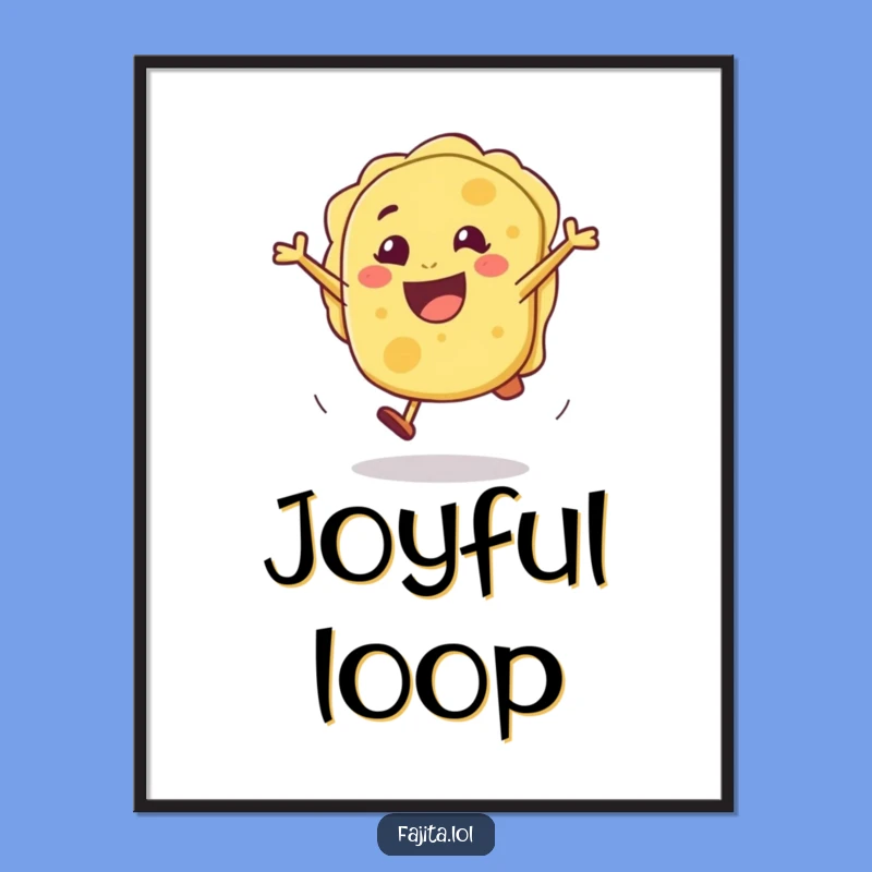 Decorate instantly with this funny tortilla digital art! The cheerful cartwheel design brings lively joy to any space.