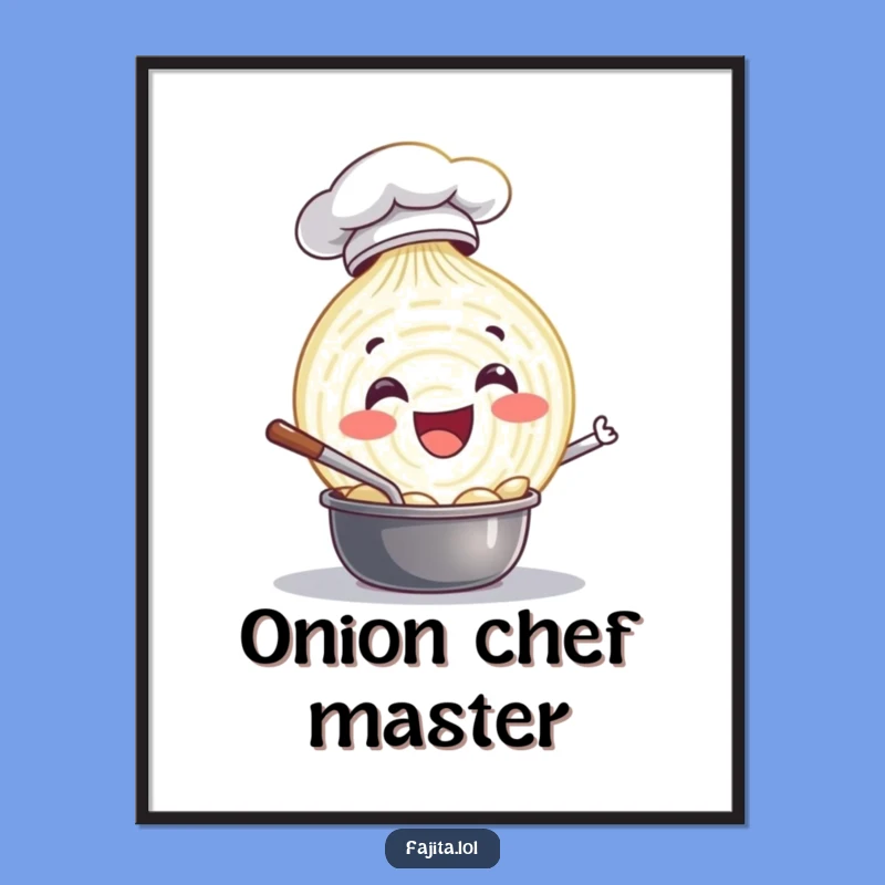 Decorate instantly with this funny onion chef digital art! The stirring onion design brings lively kitchen charm.