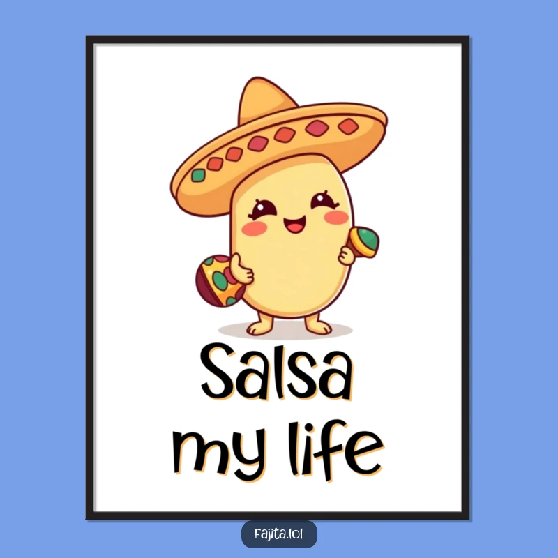 Funny Fiesta Bean Digital Art: Printable Sombrero Bean Maraca Fiesta Download, Unique Funny Gift