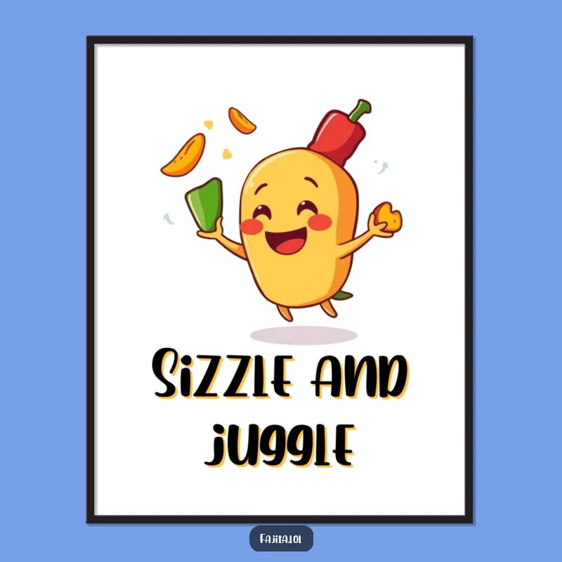 Funny Fajita Juggling Peppers Digital Art: Sizzling Decor, Hilarious Gift File