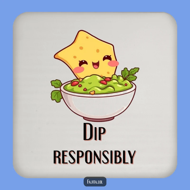 Keep your drinks and your humor intact with these funny tortilla chip diving into guacamole coasters. No rings, just laughs!