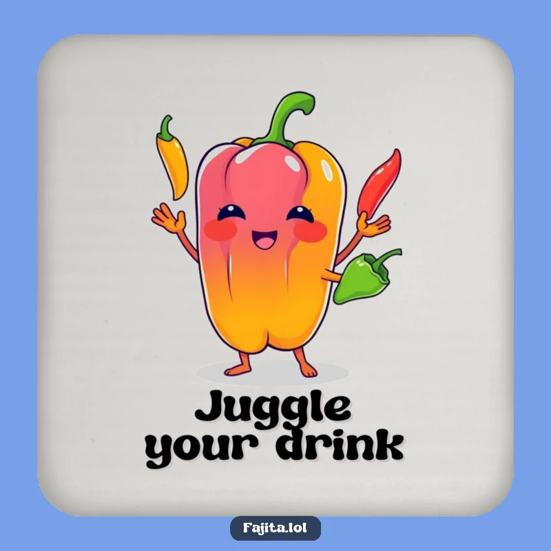 Funny Bell Pepper Juggling Coaster: Protect Your Surfaces with Veggie Humor