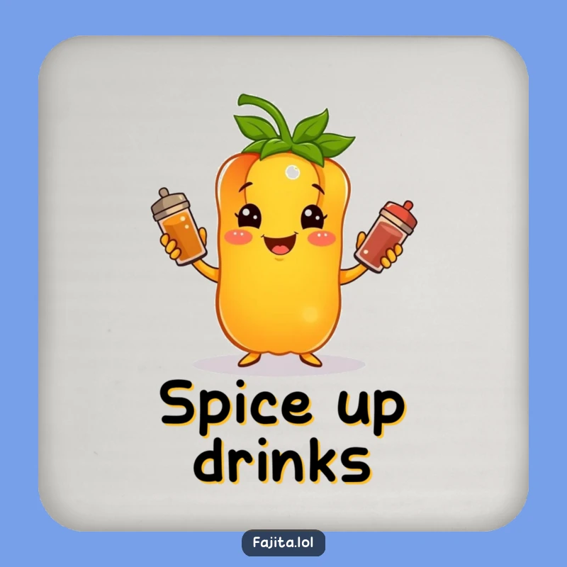 Keep your tables safe and add a touch of culinary fun with these funny bell pepper juggling spices coasters. They’re conversation starters!