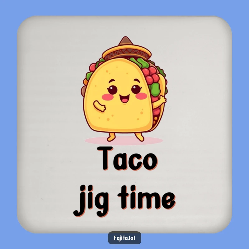 Funny Taco Jig Drink Coaster: Protect Surfaces with Hilarious Mexican Food Charm