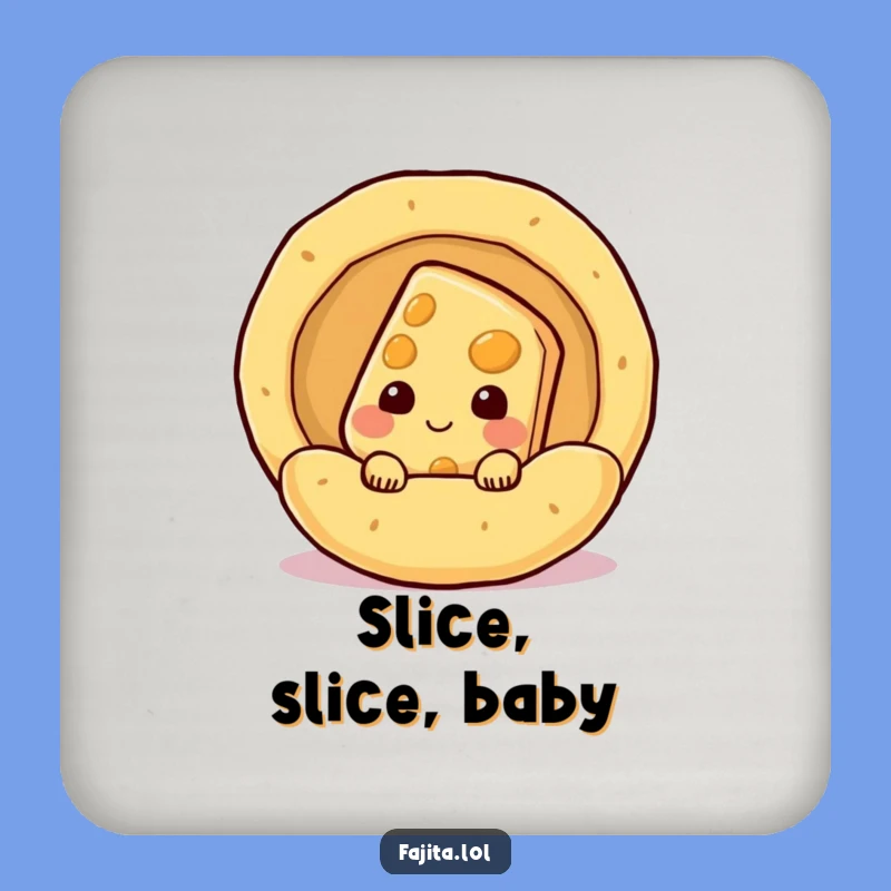 Keep your surfaces safe and stylish with this funny coaster set, featuring a shy cheese slice in a tortilla. Perfect for any food lover.