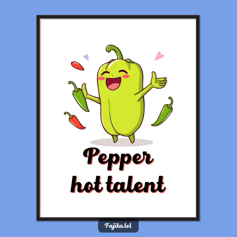 Funny Bell Pepper Jalapeno Juggling Poster: Vibrant Wall Art for Foodies