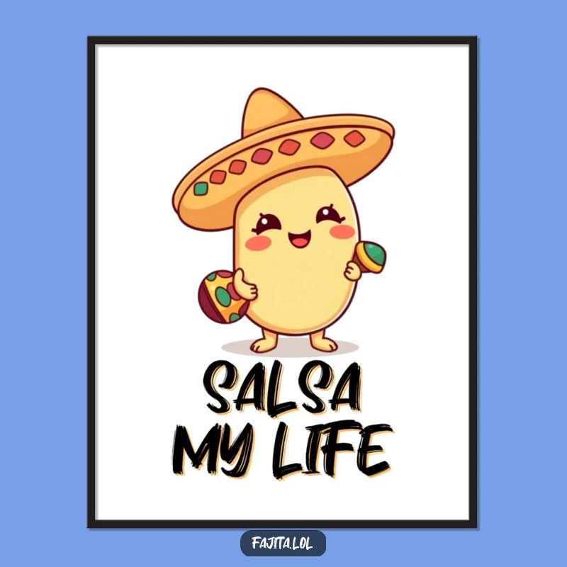 Funny Fiesta Bean Poster: Vibrant Sombrero Bean Maraca Art, Festive Funny Gift Decor