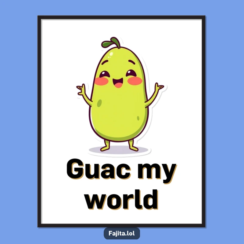Bring a smile to your wall with this funny poster! The dancing guacamole is pure joy.