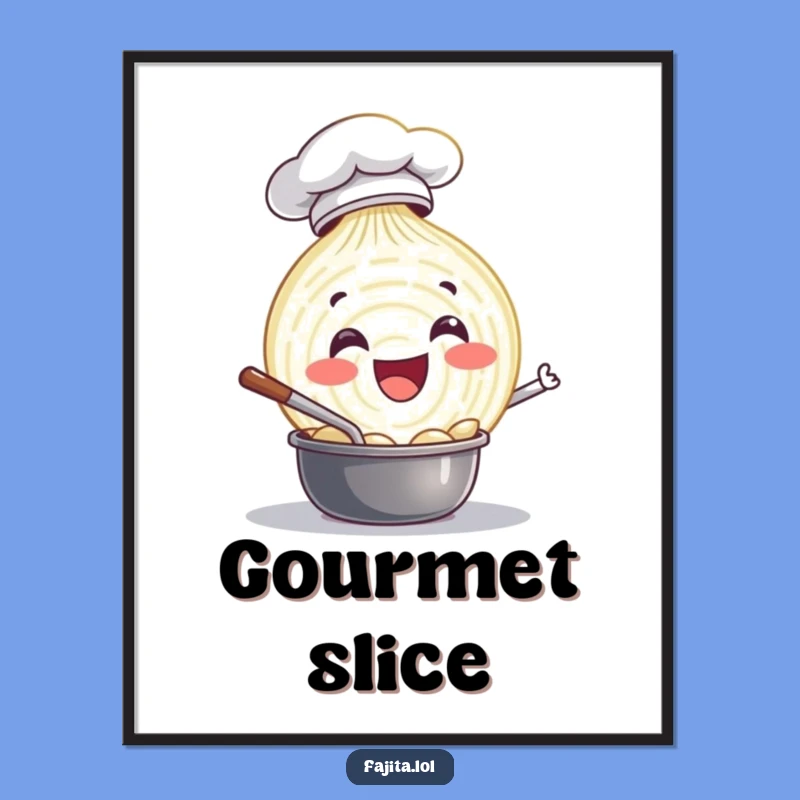 Brighten your kitchen with this funny onion chef poster! The stirring onion artwork adds a delightful touch.