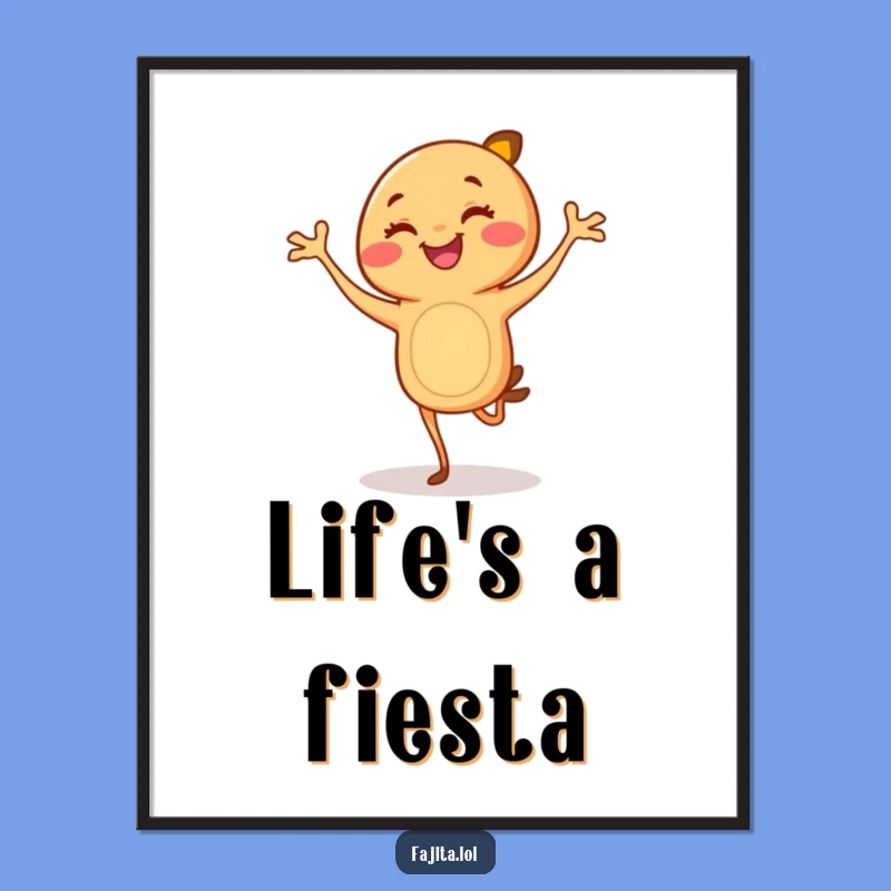 Bring the energy of a fiesta to your walls with this funny poster of a dancing fajita! A perfect piece for kitchens or dining areas.