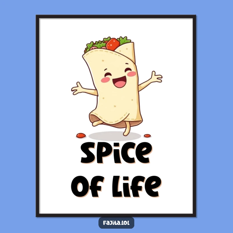 Funny Fajita Wrap Cartwheel Poster: Hilarious Spicy Food Art Print for Walls