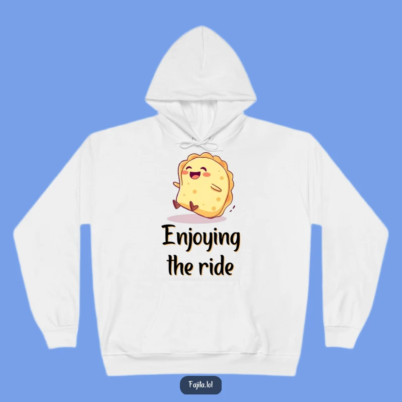Stay warm and witty with this cozy hoodie! A giggling tortilla takes a fun tumble, perfect for relaxed days.