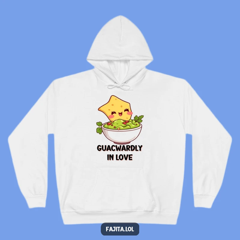 Stay cozy and snack-happy with this funny tortilla chip diving into guacamole hoodie. It’s the perfect blend of warmth and witty charm.
