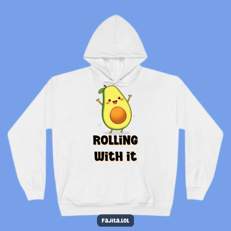 Cozy Funny Cartwheeling Avocado Slice Hoodie - Cheerful Foodie Fun, Warm Gift Idea