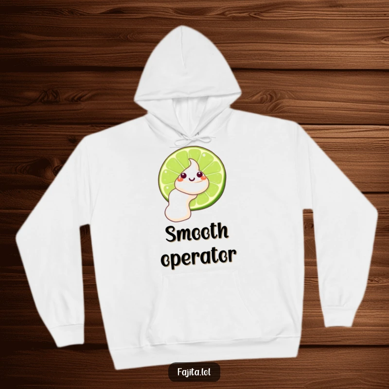 Funny Sour Cream Lime Hoodie, featuring a winking sour cream dollop sliding down a lime, offering warm and humorous comfort.