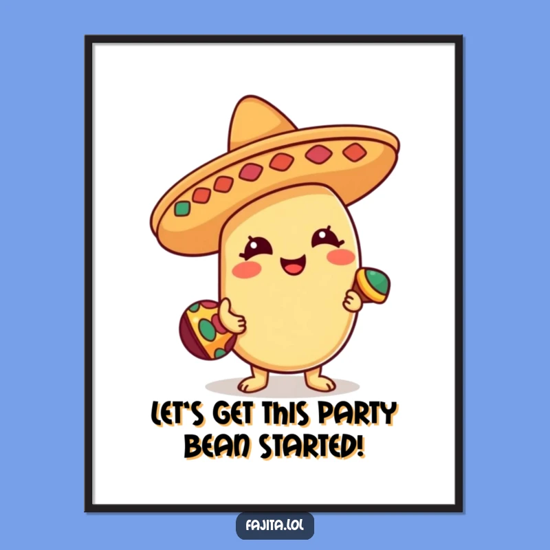 Free Printable Wall Art: Funny Bean Fiesta Sombrero Dancing Downloadable Art