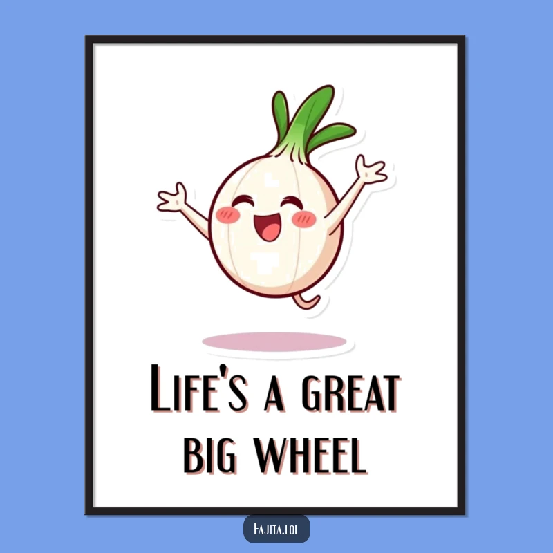 Funny Printable Wall Art: Excited Onion Ring Cartwheel Free Downloadable Decor Gift