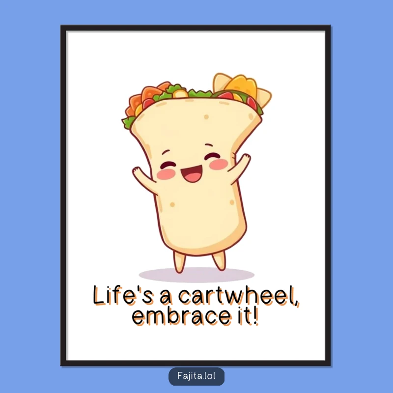 Free Printable Wall Art: Burrito Cartwheel Decor, Hilarious Downloadable Art Gift!