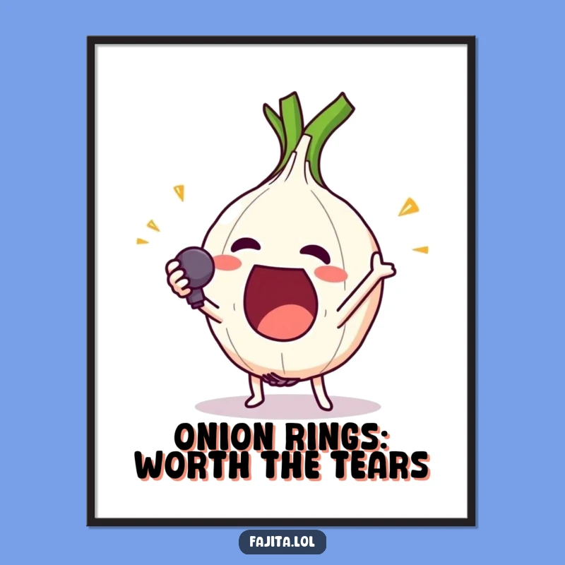 Funny Free Printable Wall Art: Onion Ring Mic Drop, Bold Decor!