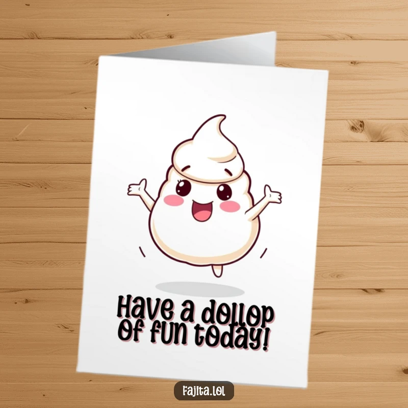 Funny Free Printable Birthday Card: Bouncing sour cream character celebrating, a delightful downloadable gift.