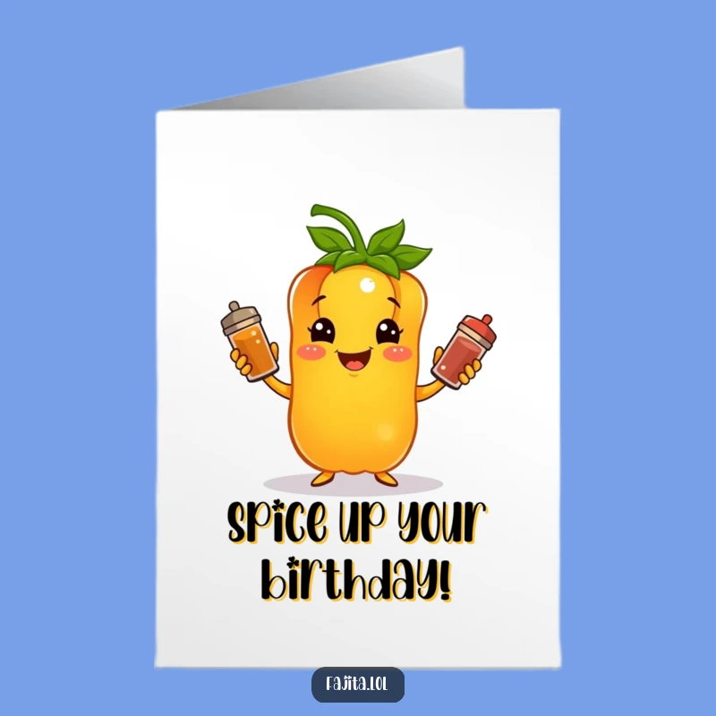 Free Printable Birthday Card: Spice Juggler Pepper - Downloadable Fun Gift